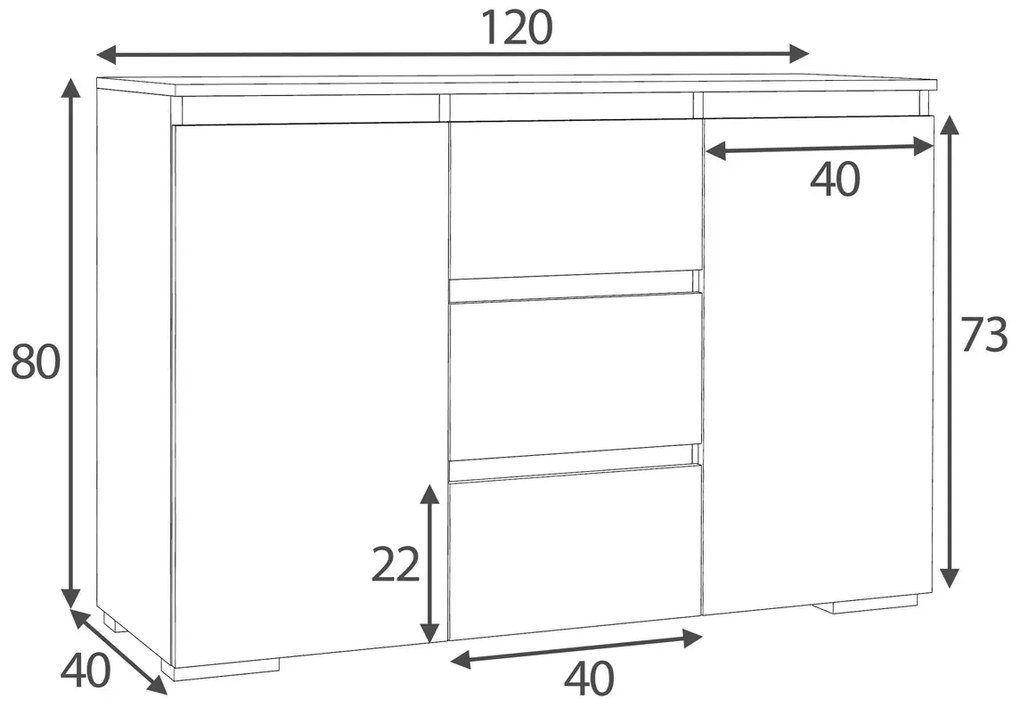 Komoda z szufladami i półkami dąb sonoma 120 cm - Elsinor 4X