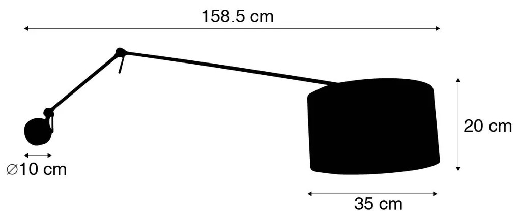 Lampa ścienna czarna z czarnym aksamitnym kloszem 35 cm regulowana - Blitz Nowoczesny Oswietlenie wewnetrzne