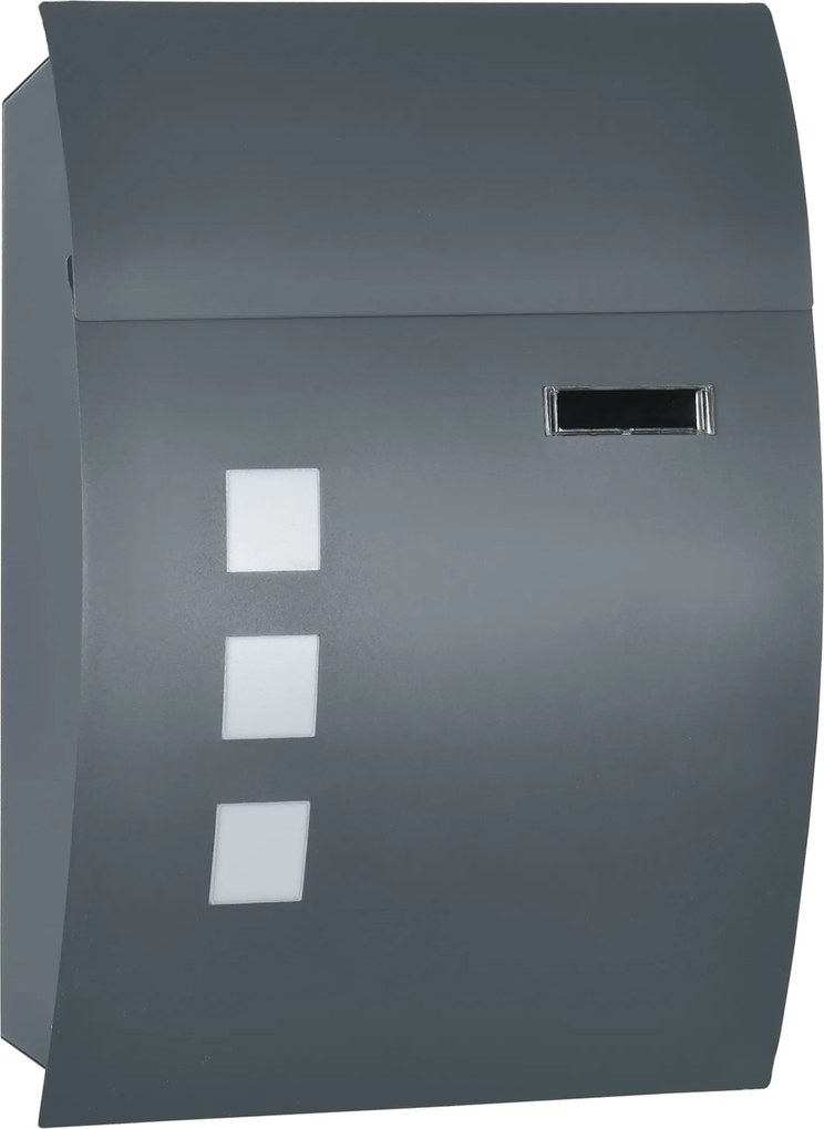 HOMCOM Skrzynka pocztowa z zamkiem, galwanizowana stal, 30 cm otwór na listy, Szara