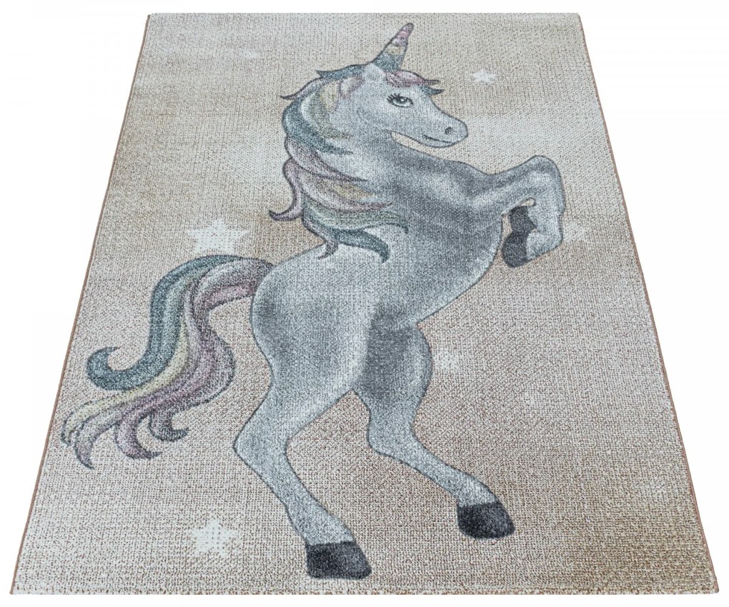 Dywan dziecięcy Funny jednorożec złoty 160 cm x 230 cm