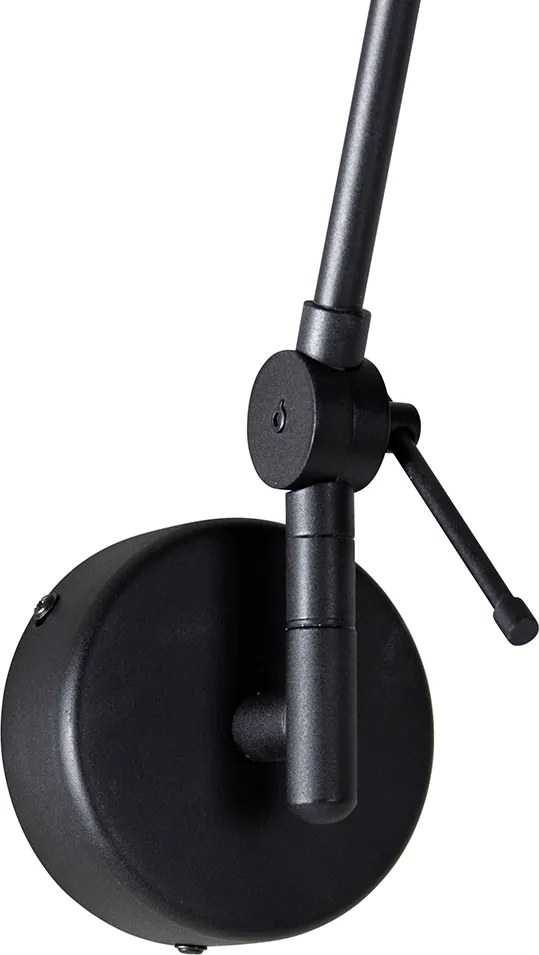 Lampa ścienna czarna z niebieskim aksamitnym kloszem 35 cm regulowana - Blitz