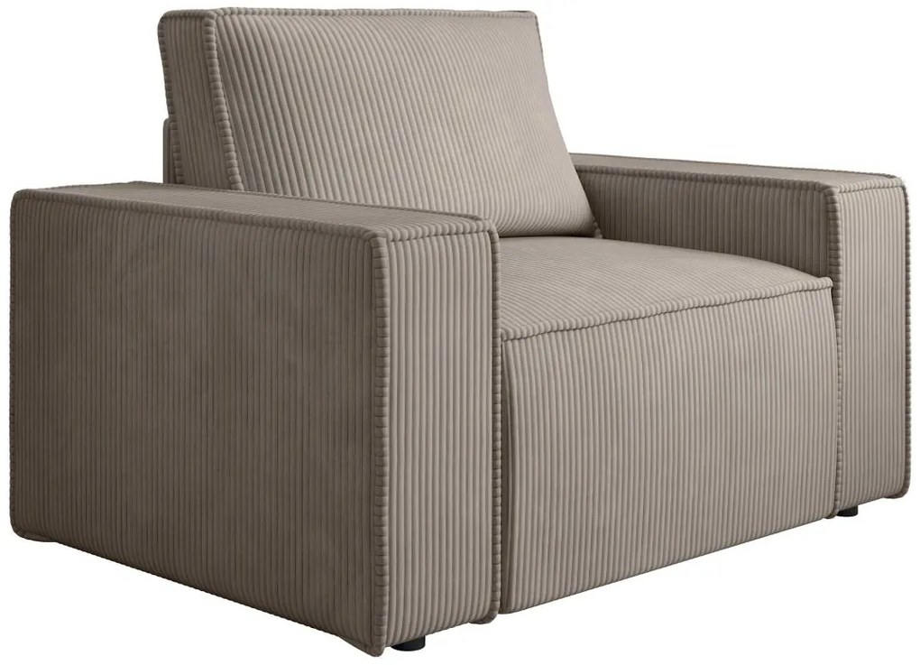 Fotel ze sztruksu taupe - AMELIA