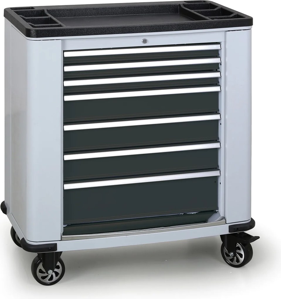 Wózek warsztatowy mobilny na narzędzia  G2, 7 szuflad, 1030 x 900 x 530 mm, grafitowy