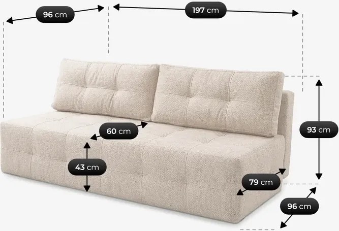 Sofa z Funkcją Spania MORANA Kremowa Szenil Nowoczesna