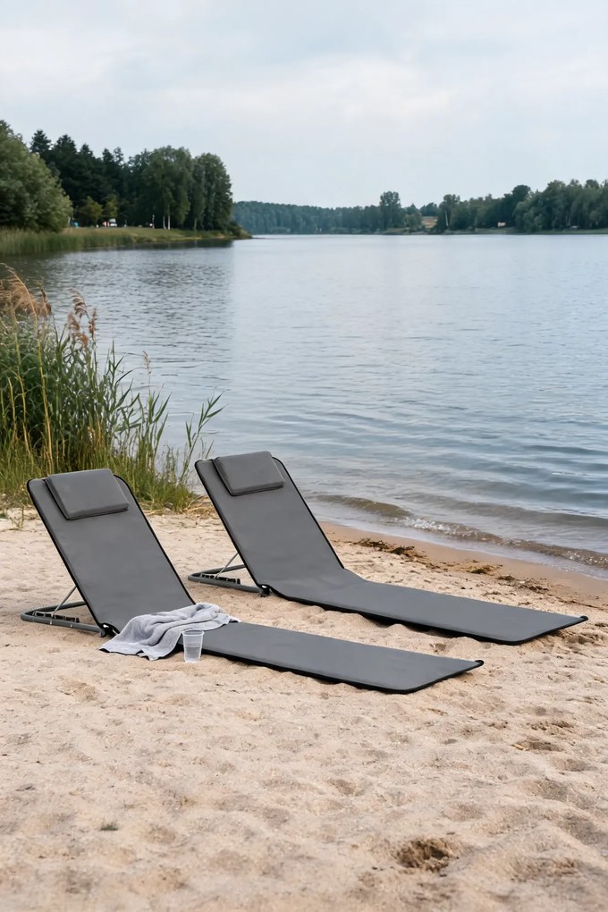 Składane szare maty plażowe P2-T92
