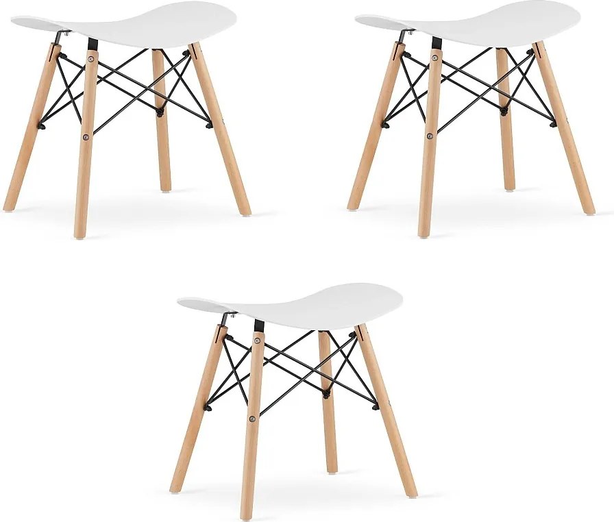 Stołek Valora CORFU, biały, ergonomiczny, do kuchni x3