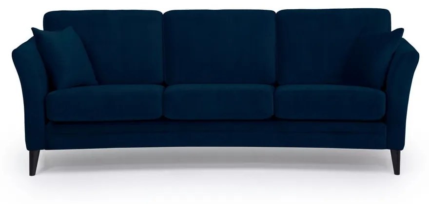 Ciemnoniebieska aksamitna sofa Scandic Eden, 237 cm