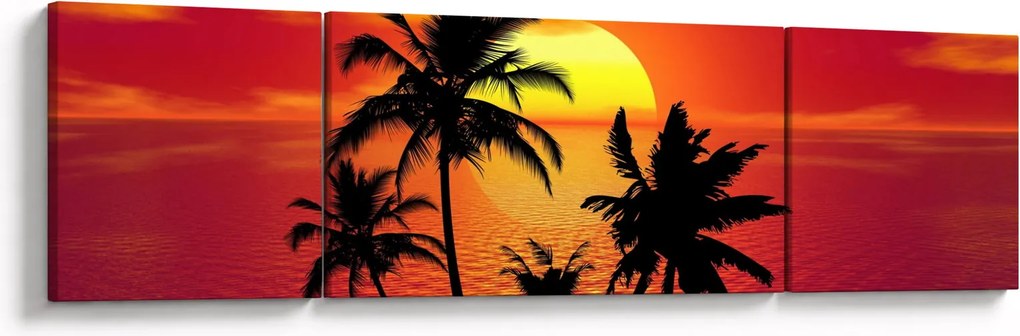 Obraz sylwetki wyspy z palmami (170x50 cm)