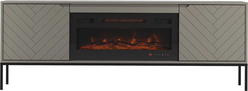 Szafka RTV z kominkiem Aspen 02 cashmere/czarny 180 cm
