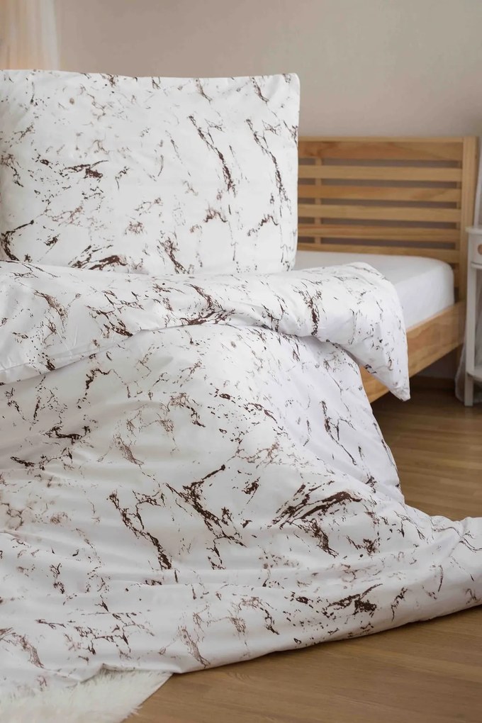 PrzytulneMieszkanie.pl PrzytulneMieszkanie.pl Pościel z mikrofibry MARBLE, biała Rozmiar pościeli: 70 x 90 cm | 140 x 200 cm