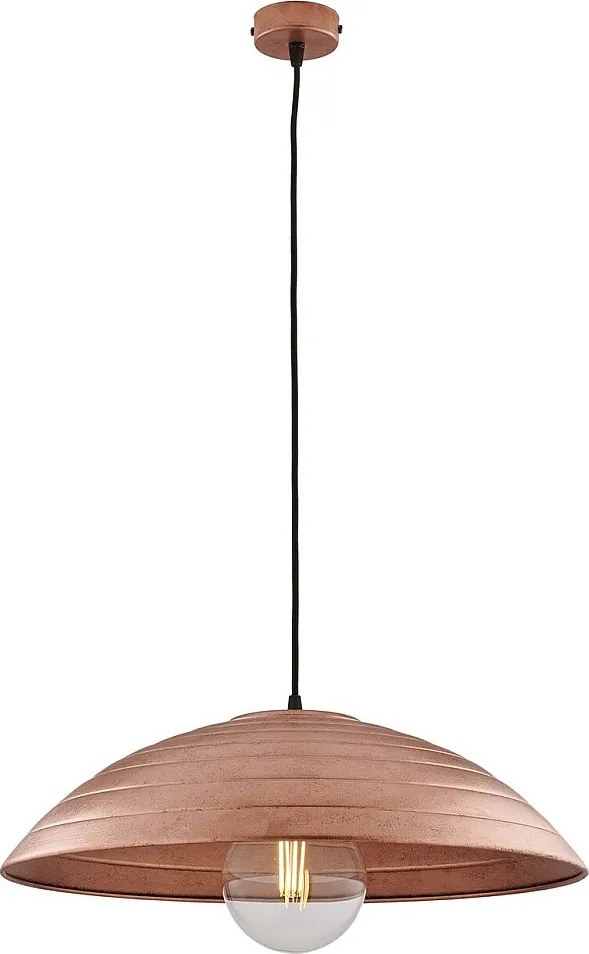 Sender lampa wisząca Ø50 cm z czarnego lakierowanego żelaza, dekor antyczna miedź, regulowany kabel w oplocie, 1 światło