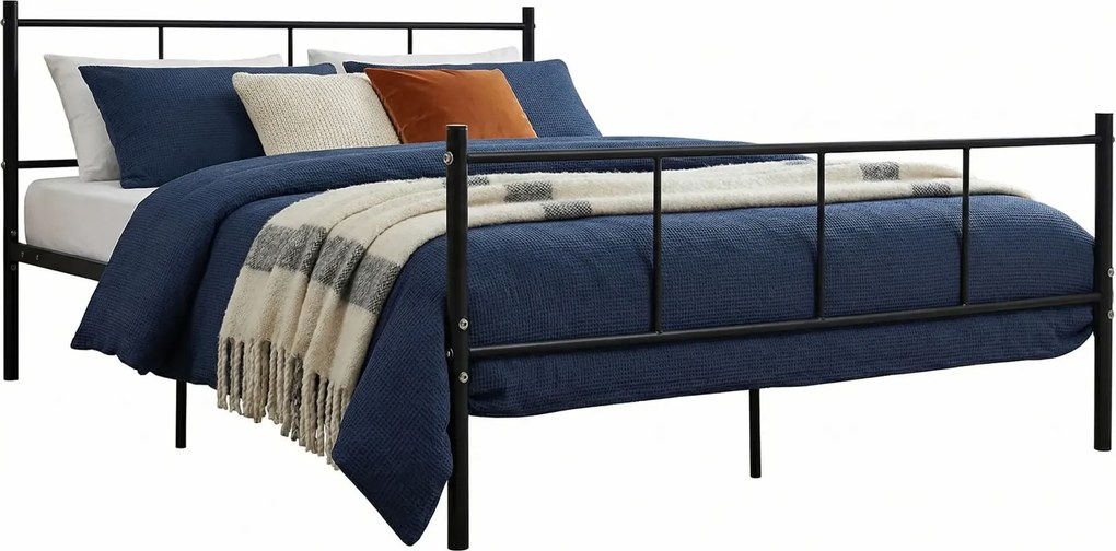 Czarne metalowe łóżko małżeńskie 140x200 cm T8-F89