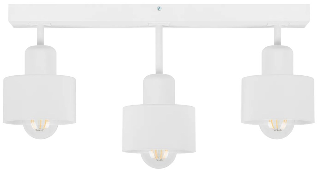 Biała lampa sufitowa, trzypunktowy spot DWE50x7WE z drewna i metalu E2