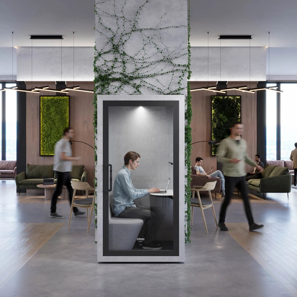 Budka akustyczna do biura INBOX 1-osobowa 2100 x 1100 x 900 mm
