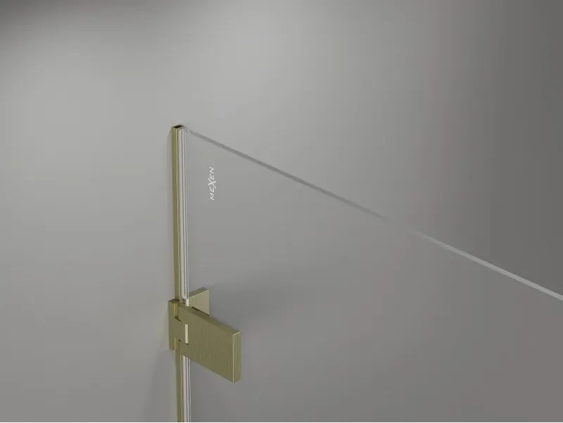 Mexen Lunar-F drzwi prysznicowe składane lewe 125 cm, transparent, złote szczotkowane - 836S-125-050-55-00-L