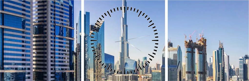 Obraz - Dubaj rano (z zegarem) (90x30 cm)