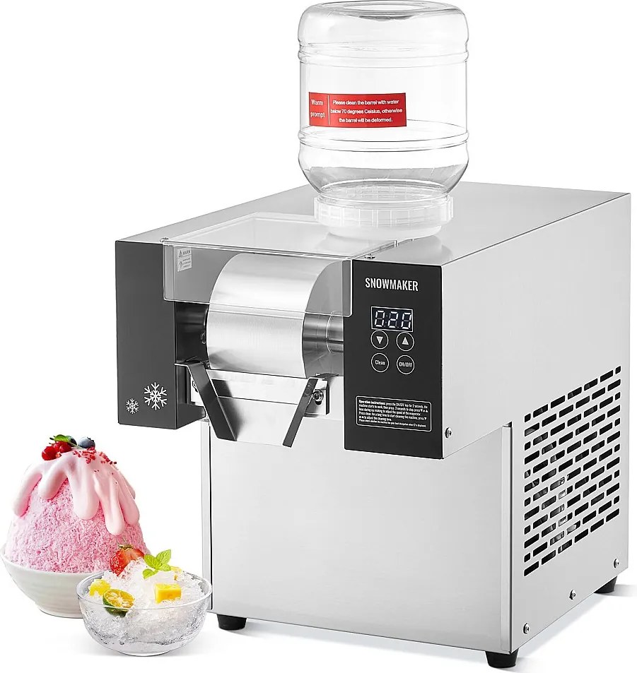 Komercyjna Maszyna do Lodu w Postaci Płatków Śniegu SucceBuy, 125 kg/24 godz. ze Stali Nierdzewnej do Lodów