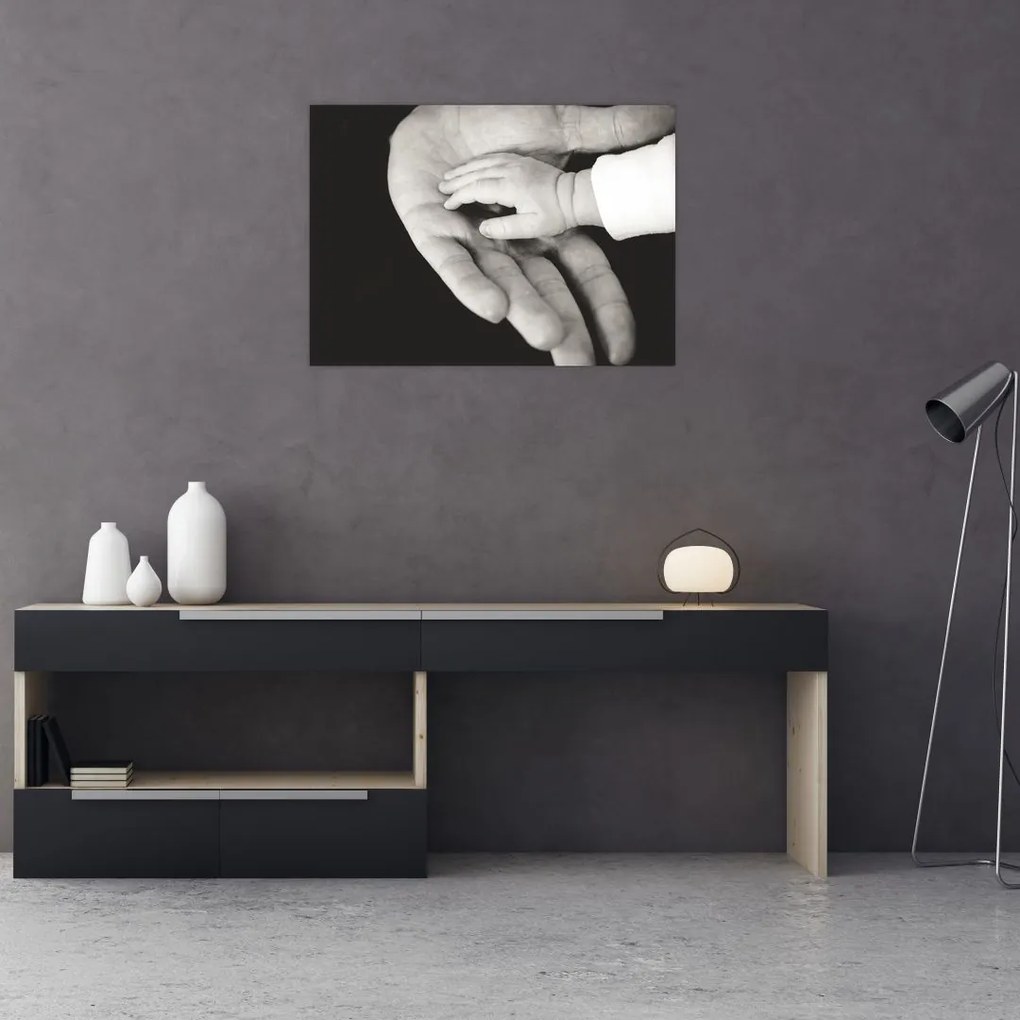 Obraz na szkle - dłoń (70x50 cm)