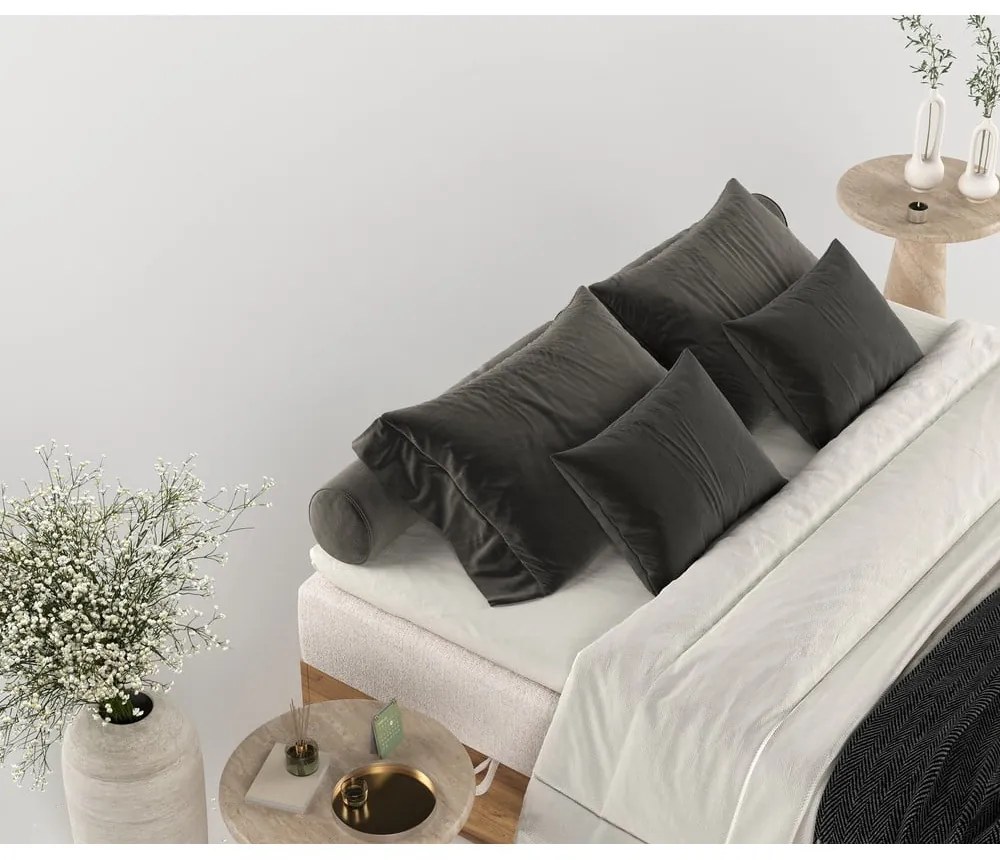 Beżowo-naturalne łóżko boxspring ze schowkiem 180x200 cm Faro – Maison de Rêve