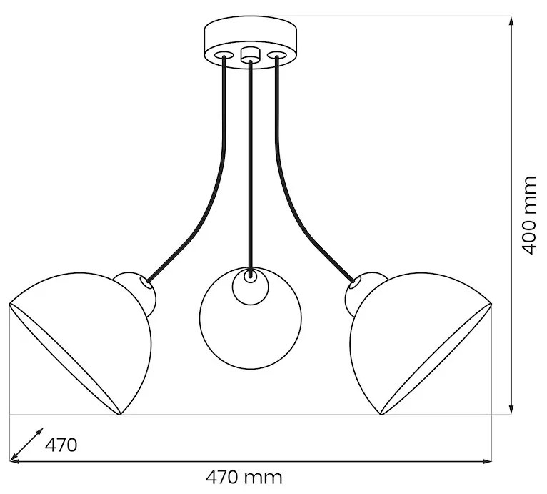 Lampa sufitowa potrójna czarna QUEEN 3xE27