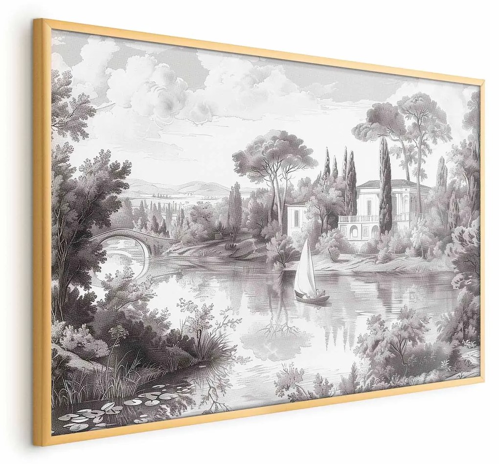 Plakat Pejzaż vintage 42x29,7 cm z ramą złotą bez marginesu ARTGEIST B