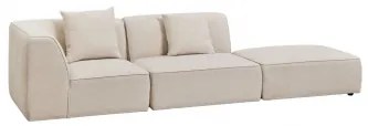 Narożna Sofa Modułowa Cardea 2-częściowa Z Tapicerowanym Pufem Kremowo-beżowy Szenil - Sklum