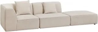 Sofa Modułowy Narożny 2-częściowy Z Tapicerowanym Pufem Cardea Szenila Kremowy Beż - Sklum