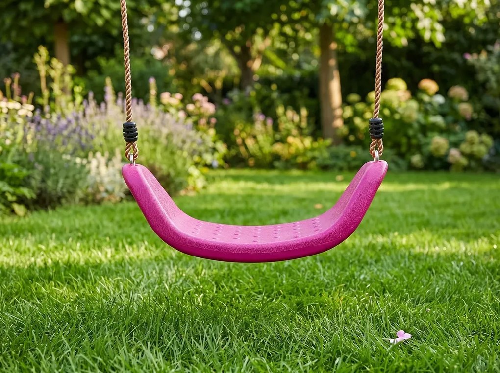 Siedzisko dla dzieci GIOIA plastikowe huśtawka na sznurku różowa