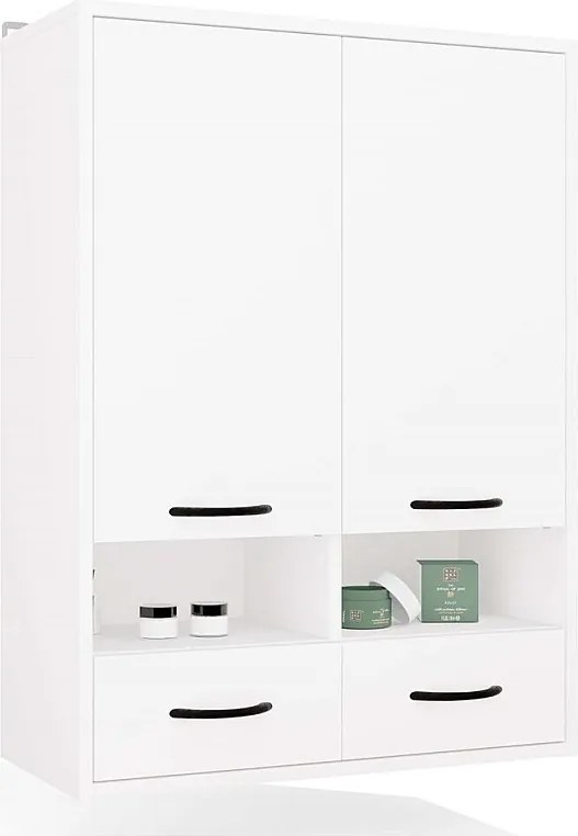 Szafka Łazienkowa Wisząca NINA |  Biała | 66x30x90 cm | 8 Półek 2 Szuflady