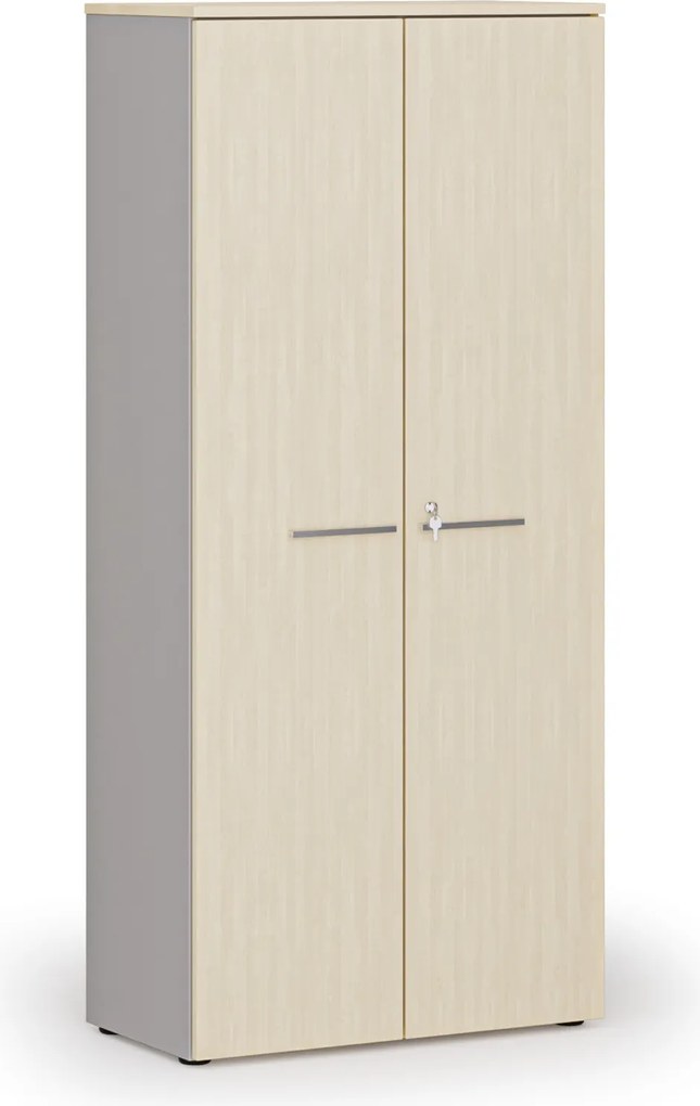 Szafa biurowa z drzwiami PRIMO GRAY, 800 x 420 x 1781 mm, szary/brzoza