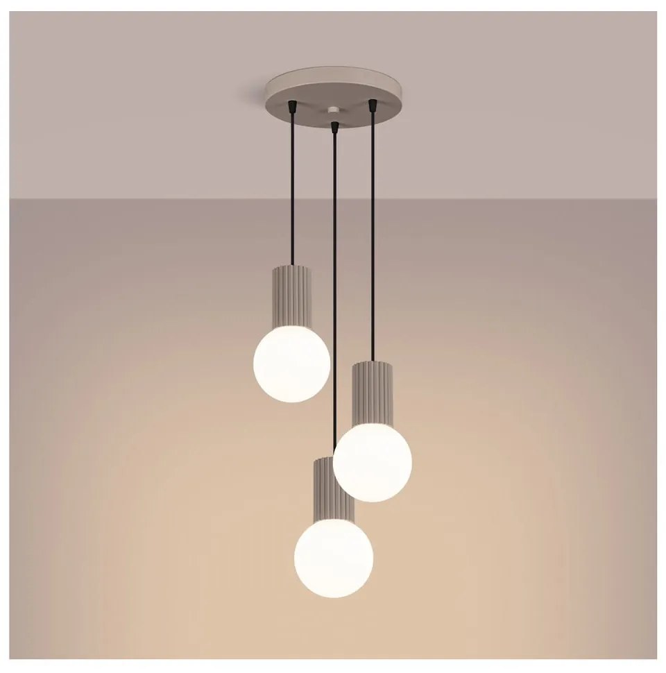 Szarobrązowa lampa wisząca ze szklanym kloszem ø 25 cm Orbital – Nice Lamps