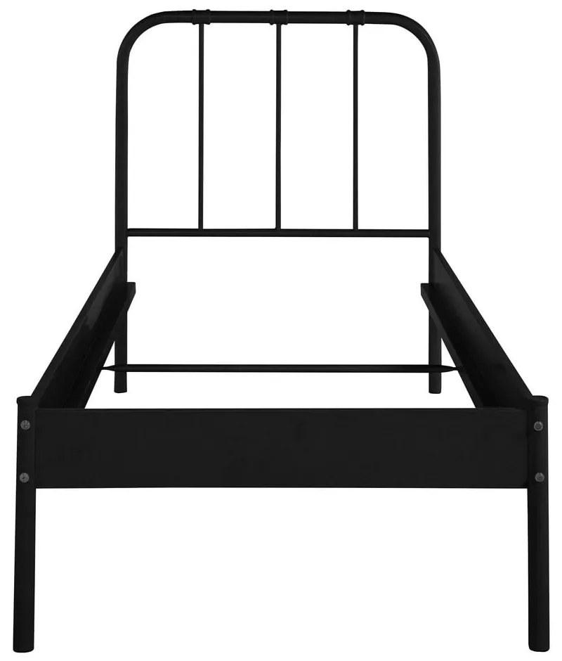 Czarne metalowe łóżko jednoosobowe bez stelaża 90x200 cm Aaron – Støraa