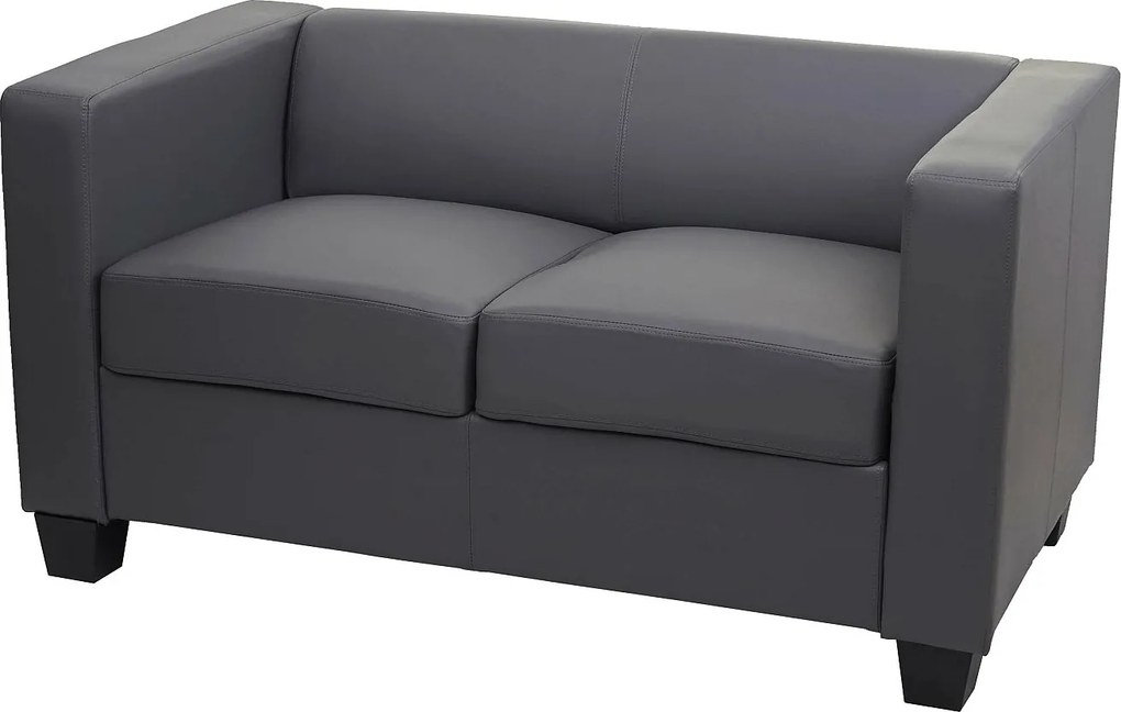 Sofa 2-osobowa Lille,  imitacja skóry, ciemnoszary