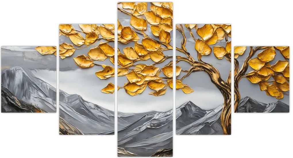 Obraz – Drzewo ze złotymi liśćmi (125x70 cm)
