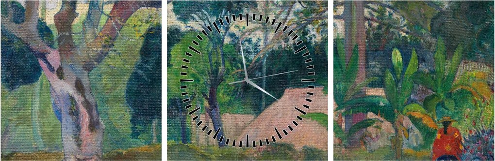 Obraz - Paul Gauguin, Te raau rahi (The Big Tree), reprodukcje (z zegarem) (90x30 cm)