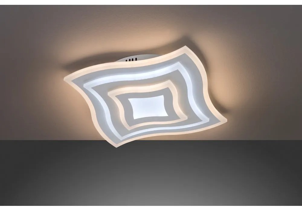 Biała metalowa lampa sufitowa LED ze zdalnym sterowaniem i ściemniaczem 43x43 cm Gorden – Fischer & Honsel