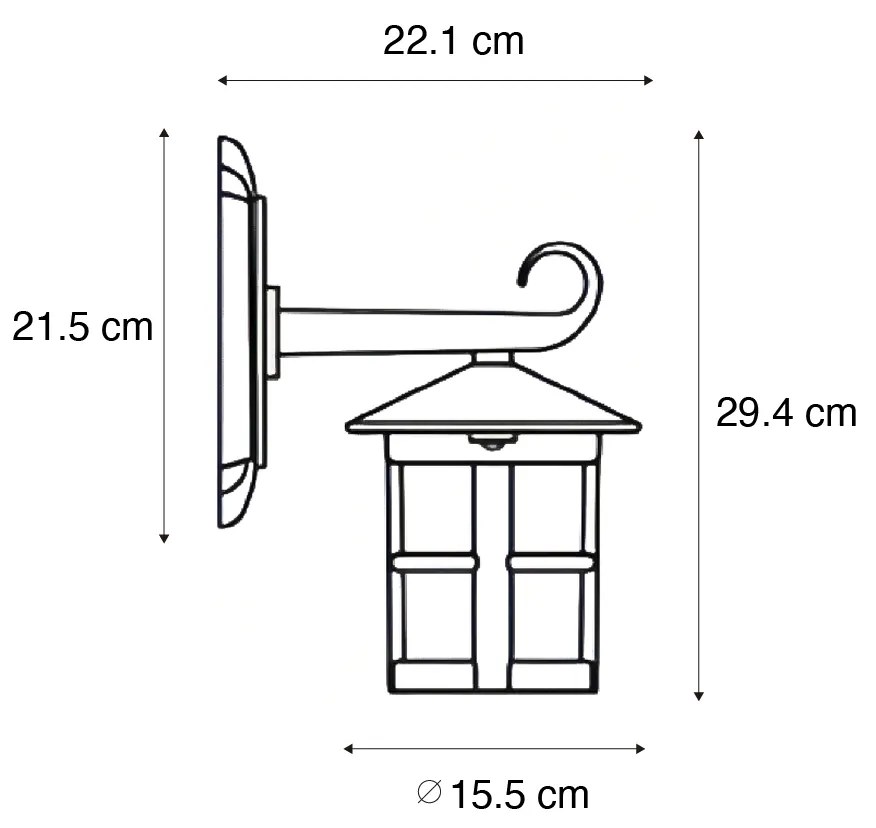 Zewnetrzna Klasyczna zewnętrzna lampa ścienna czarna IP44 - Herb klasyczny/Antyczny Oswietlenie zewnetrzne