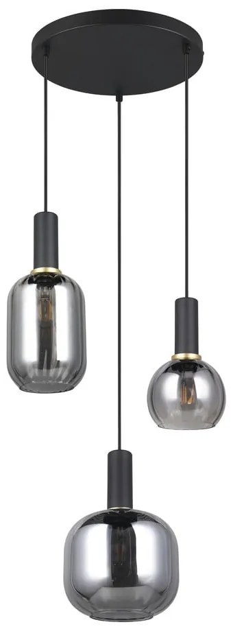 Czarna lampa wisząca ze szklanym kloszem Diva – Trio