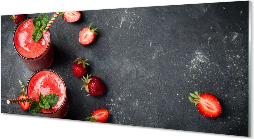 Panel szklany do Kuchni Klasyczny Shake Truskawkowy
