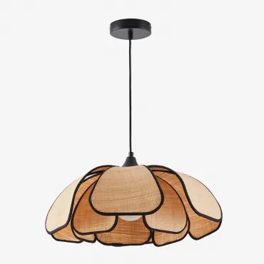 Lampa Sufitowa Wisząca Ø50 Cm Vidson Rafia Naturalny - Czarny - Sklum