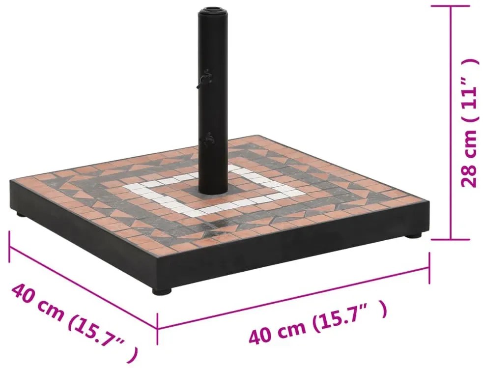 Ceramiczna kwadratowa podstawa do parasola terakota + czarny - Hatori