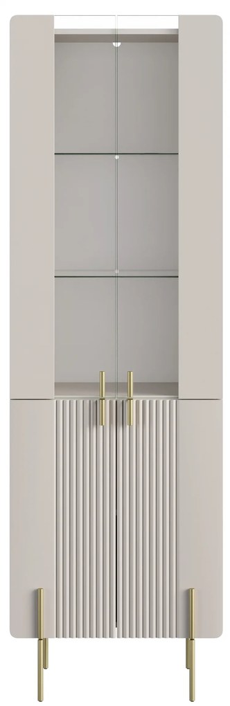 Witryna Malmi 60 cm czterodrzwiowa - kaszmir / złote nóżki