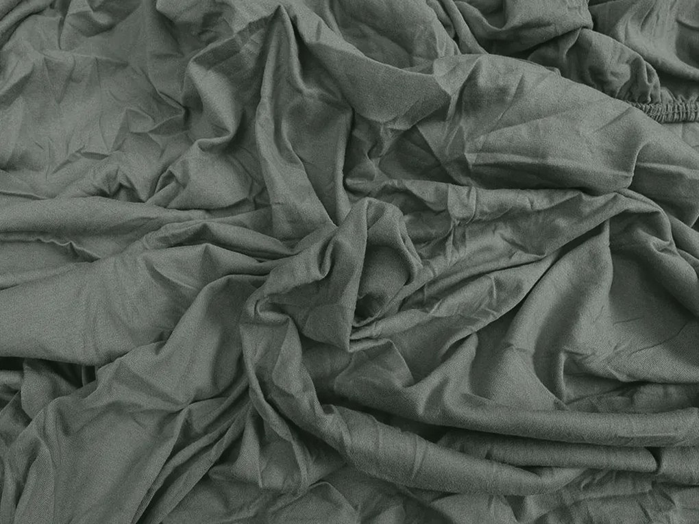 PrzytulneMieszkanie.pl Prześcieradło jersey ciemnozielone 180 x 200 cm