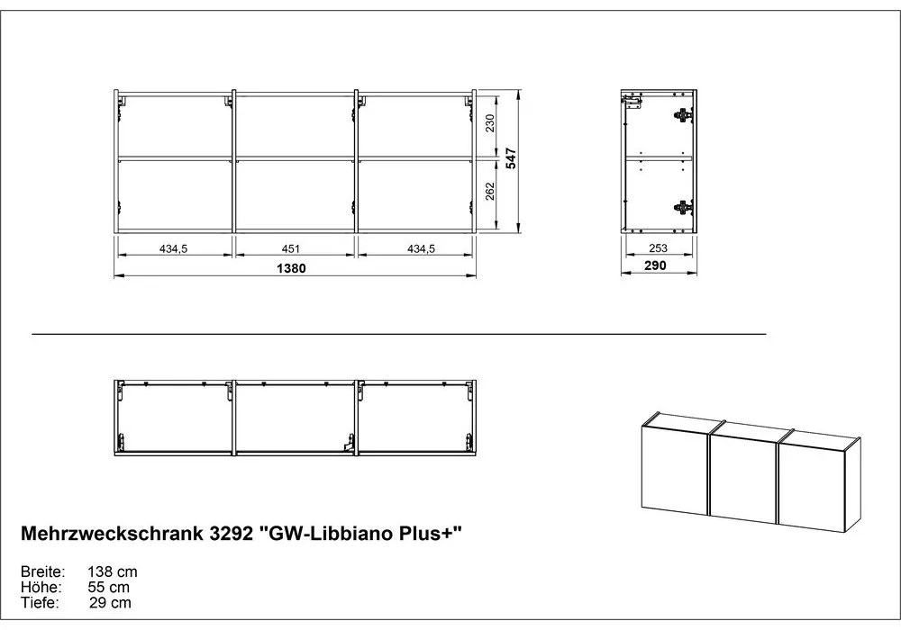 Kremowa szafka pod przedpokoju 138x55x29 cm Libbiano – Germania