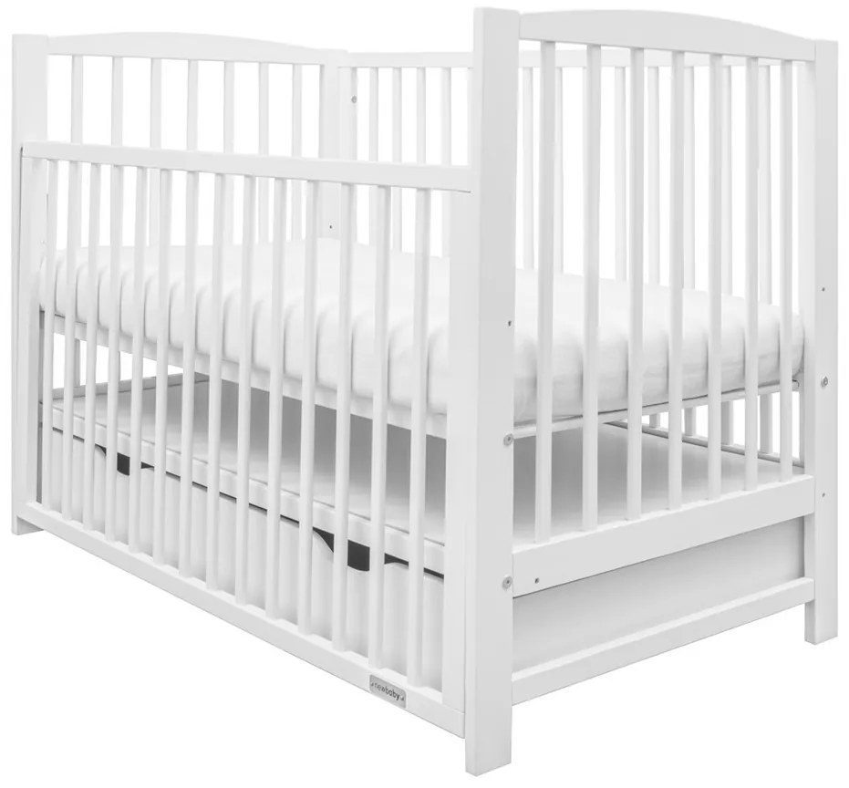 New Baby Łóżeczko dla dzieci Lilly z opuszczanym bokiem i szufladą, biały