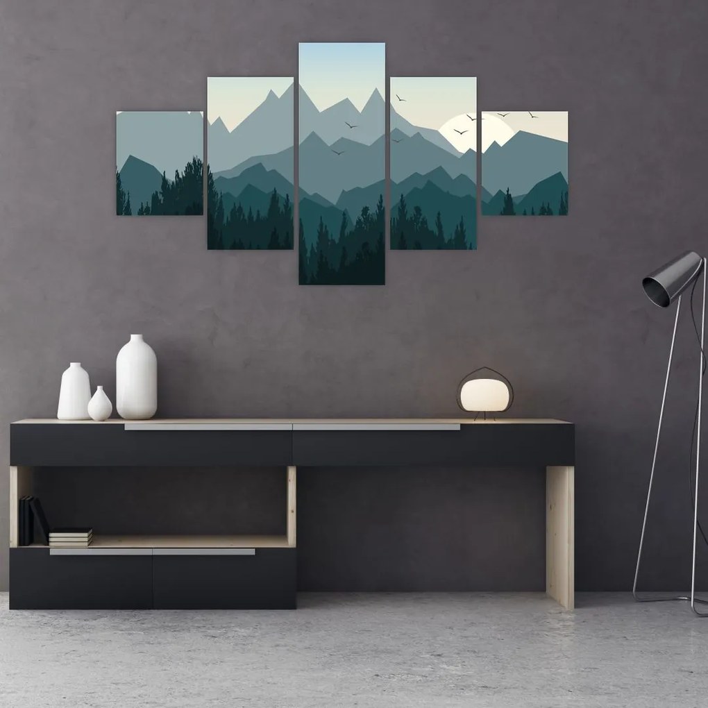 Obraz - Góry oczami grafika (125x70 cm)