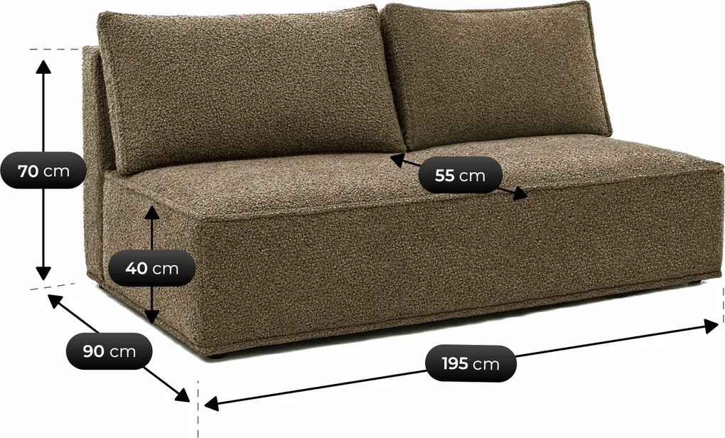 Sofa z Funkcją Spania MAVIA Brązowa Boucle Nowoczesna