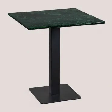 Kwadratowy Stolik Barowy Z Marmuru Livanto Zielony Marmur & ↔︎ 60 Cm & Czarny - Sklum