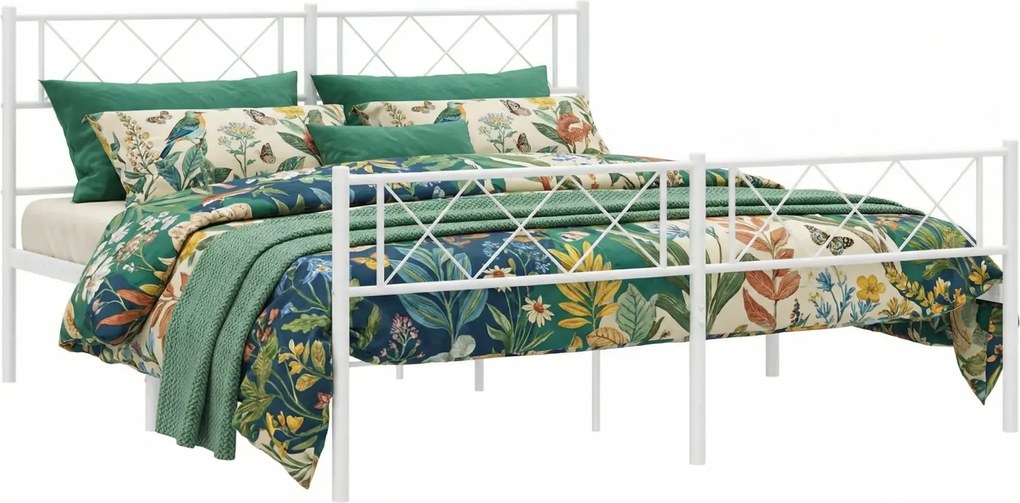 Łóżko małżeńskie biały metal 140x200 cm E5-Z23