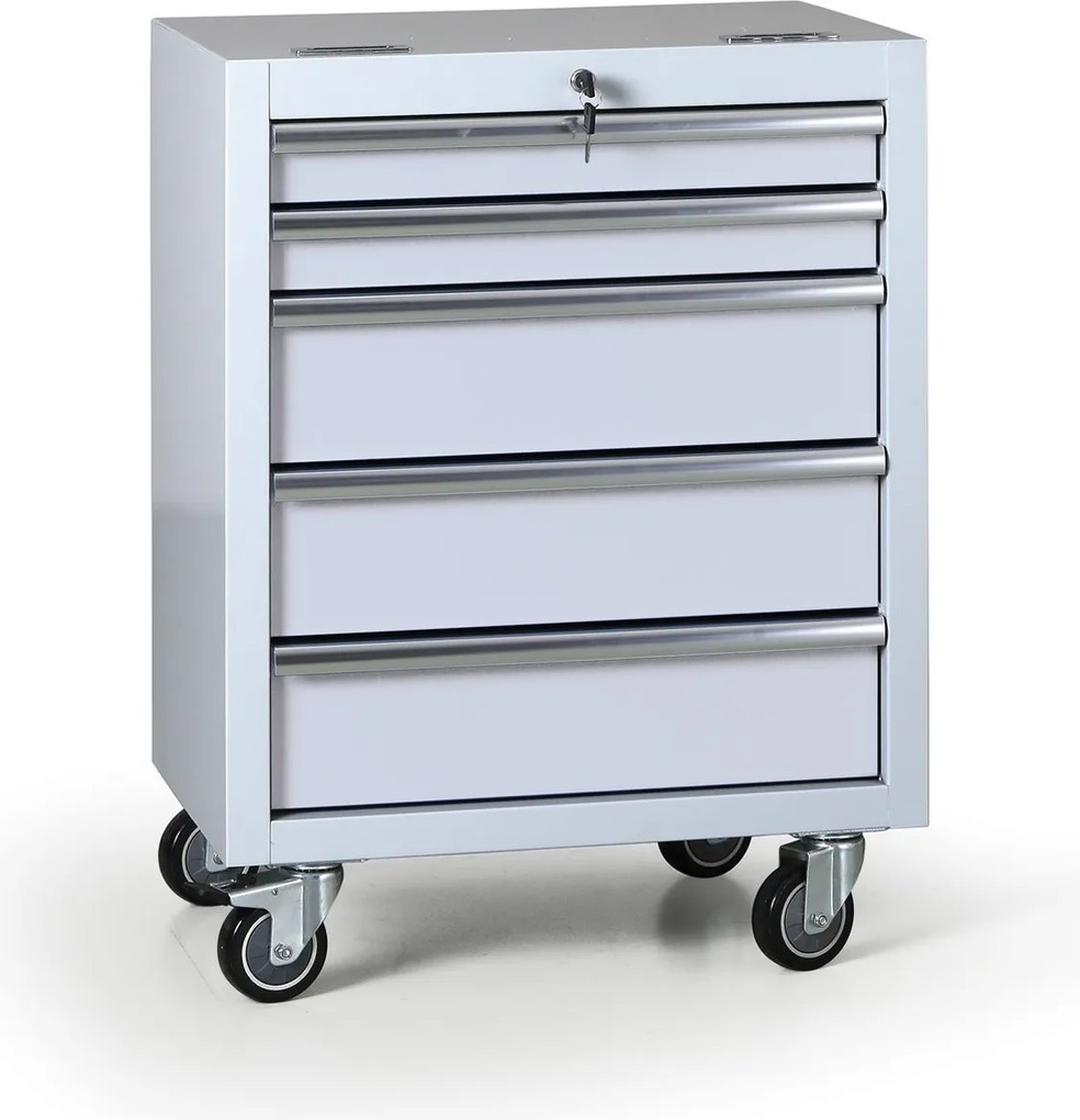 Wózek warsztatowy mobilny na narzędzia G2, 5 szuflad, 645 x 460 x 860 mm, szary